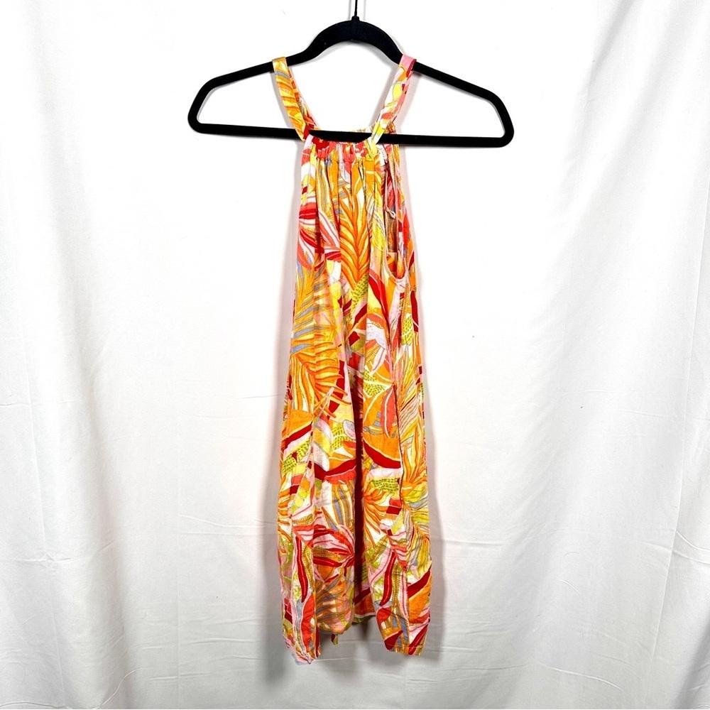 C&C California Linen Blend Tropical Halter Trapeze Sundress NWT Small - Picture 2 of 13
